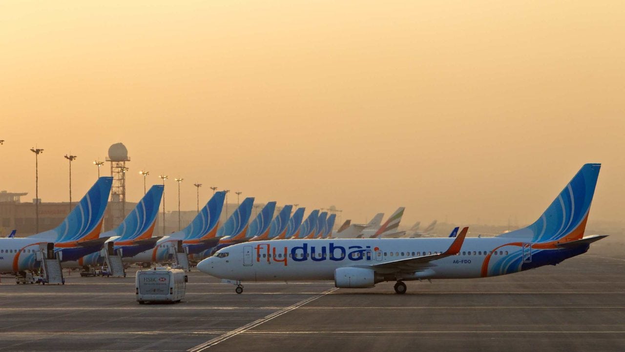 flydubai aircraft on runway