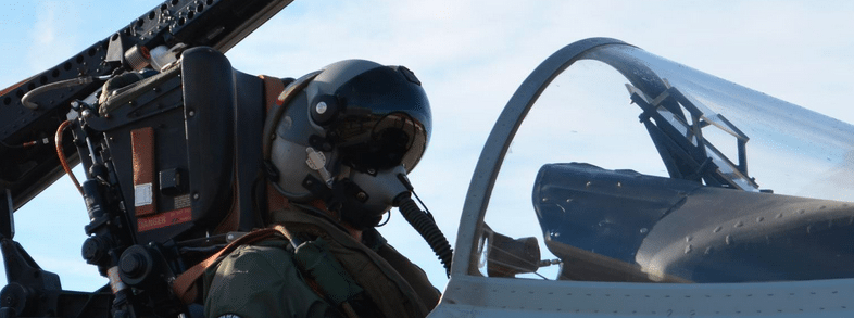 EF-18 fighter wearing Thales Scorpion helmet display