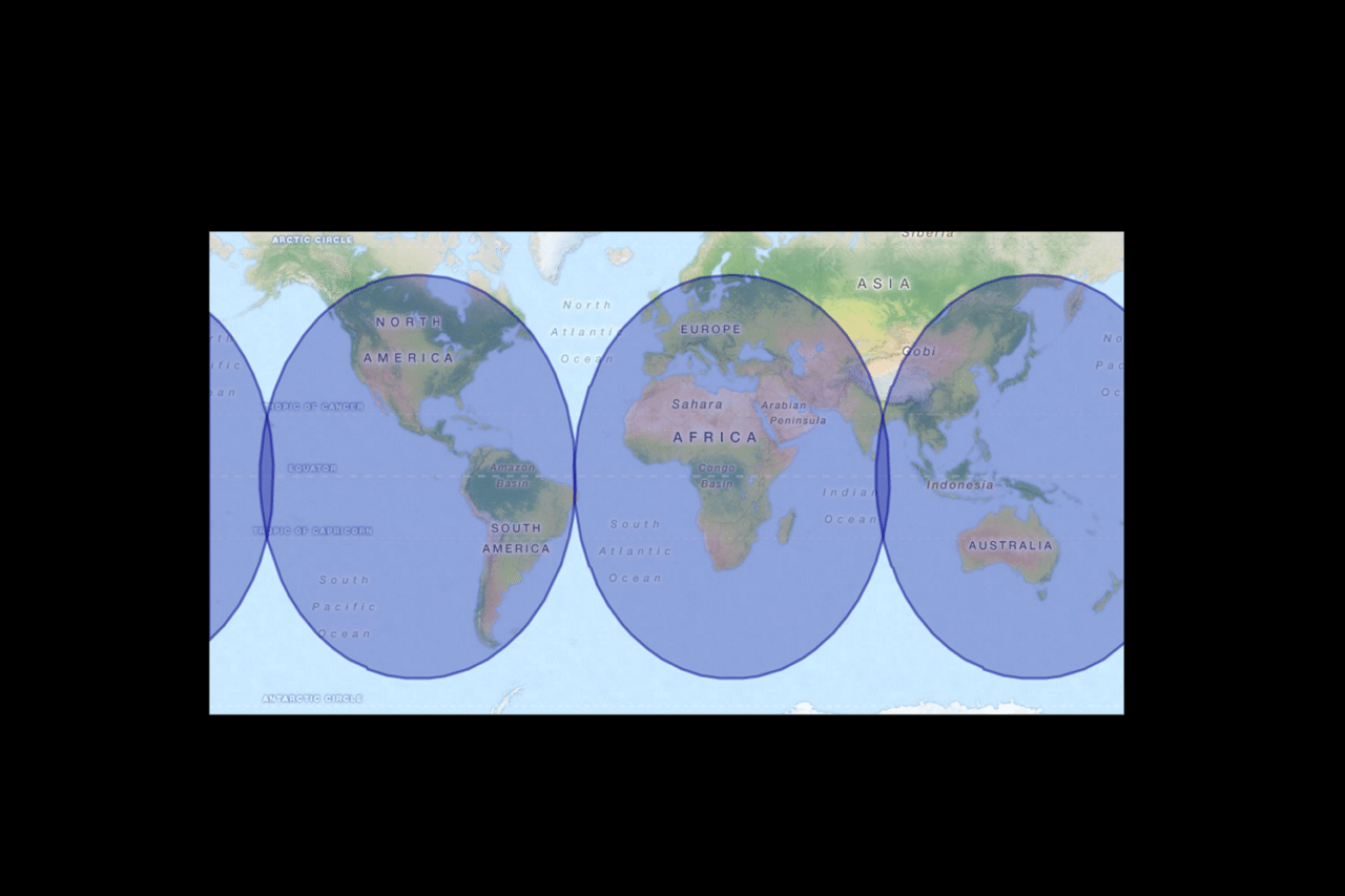 The worldwide coverage for BendixKing's AeroWave 100 service