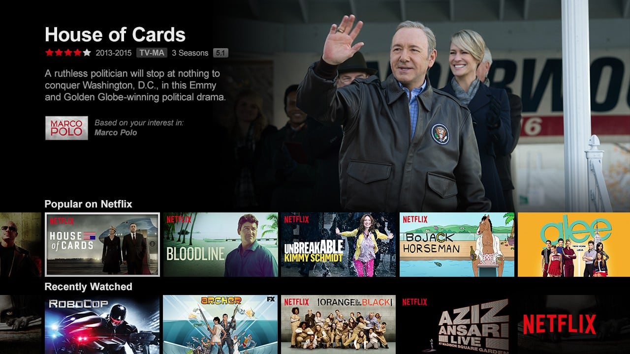 Netflix homepage