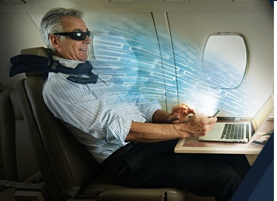 Rendering of a passenger using TrueNorth's Optelity in-flight connectivity service