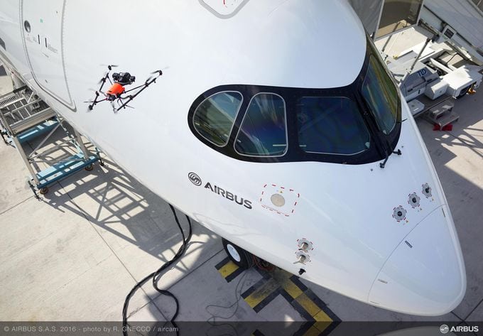 UAV inspecting an Airbus A330