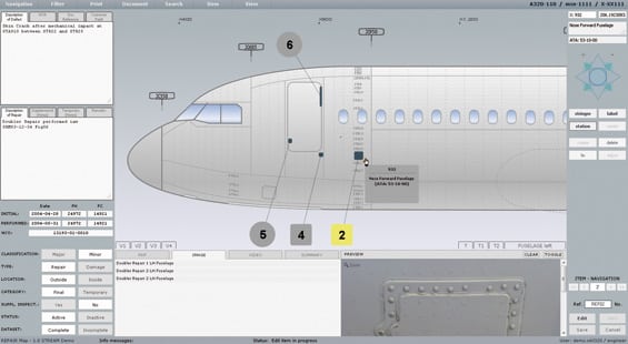 Stream Repair Map application from AerData, a Boeing subsidiary