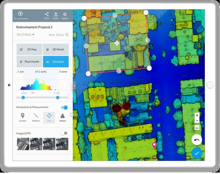 DroneDeploy elevation map on a tablet