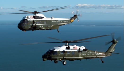 VH-3D and VH-60N helicopters, part of the Presidential Helicopters Program