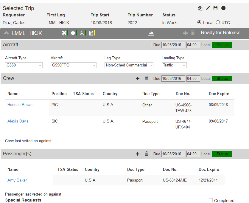 Jeppesen Operator platform for business aviation trip planning