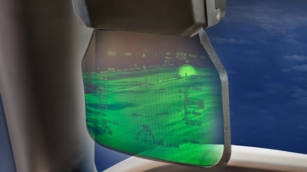 Rockwell Collins' Head-up Guidance System (HUGS) with synthetic and multispectral enhanced vision for the Embraer Legacy 450 and 500