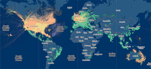 FlightAware ADS-B Coverage Map. Photo: FlightAware