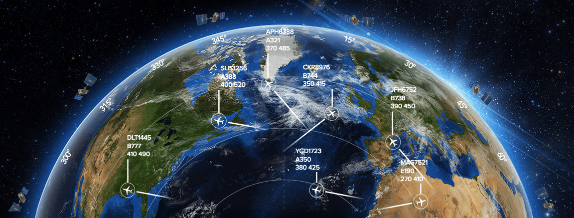 Rendering of Aireon’s space-based ADS-B satellite network. Photo: Aireon