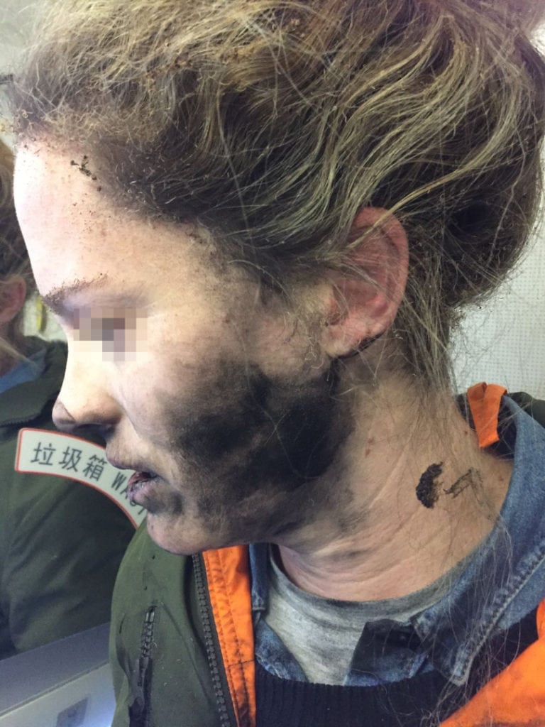 A passenger's headphones caught on fire during an airline flight between Melbourne and Beijing. Photo: ATSB.