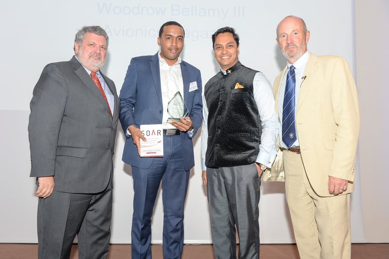 Editor Woodrow Bellamy III wins the Bill Gunston Technology Writer of the Year Award at the Aerospace Media Dinner and Awards Photo: BillyPix Ltd, The Aerospace Media Dinner