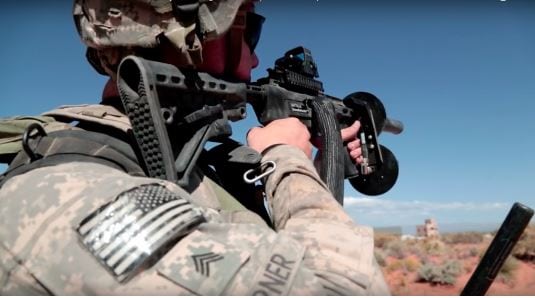 Battelle's counter-UAS DroneDefender being operated by a U.S. soldier. Photo courtesy of Battelle