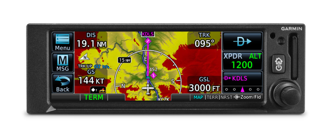 Garmin's GNX 375 displaying a topographical map. (Garmin)