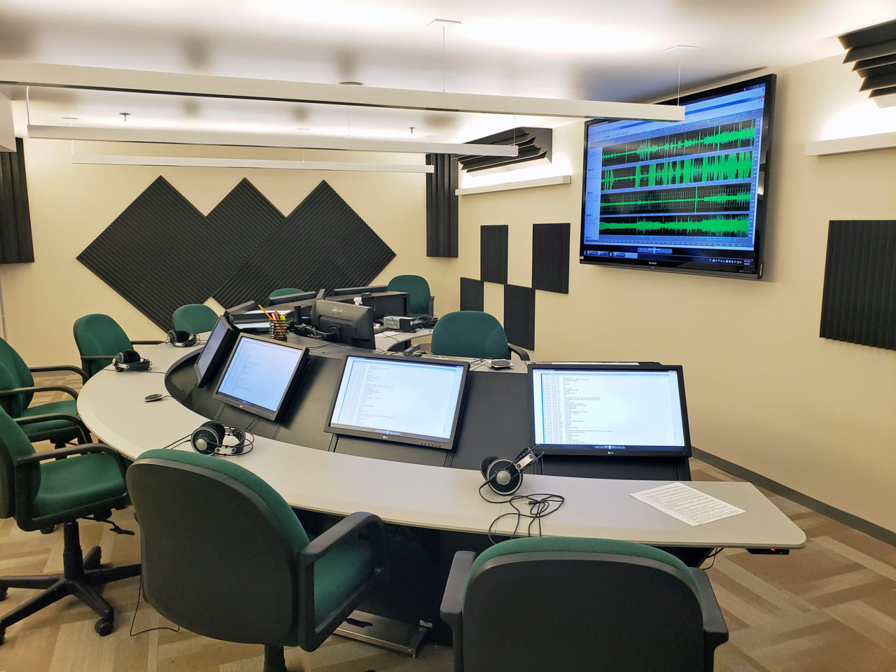 The listening room at NTSB headquarters. (Nick Zazulia)
