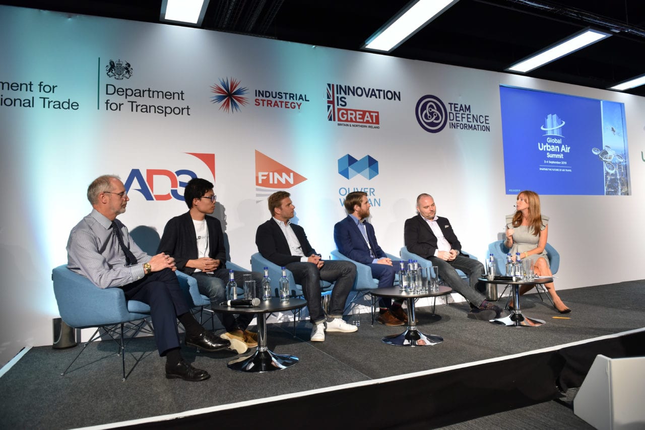 Gwen Lighter, CEO of GoFly, leads a panel on vehicle innovation at the Global Urban Air Summit in Farnborough.