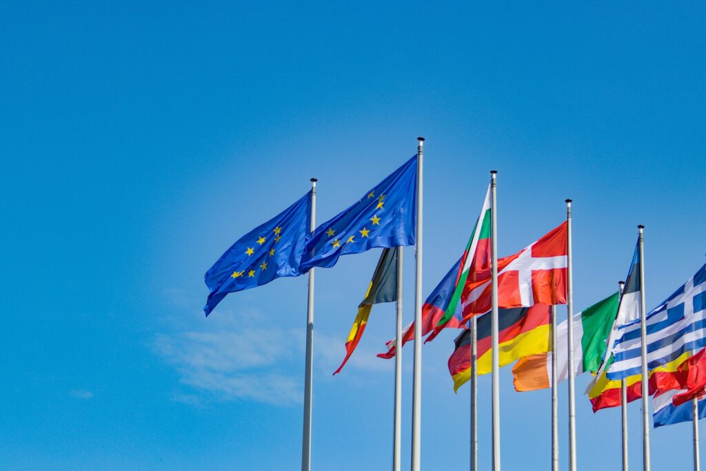 Photo of EU and European flags
