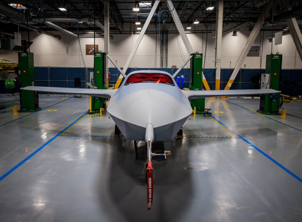 Pictured is the YFQ-42A production representative test vehicle in Poway, Calif. (General Atomics Photo)