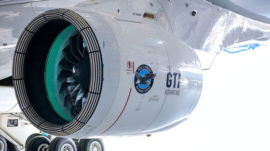 An RTX Pratt & Whitney GTF Advantage engine for the Airbus A321neo aircraft family. (Photo: RTX)